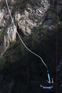 Leanne's photo of Michael jumping backwards off the highest bungee bridge in the world