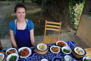 Leanne about to eat the meal she cooked.